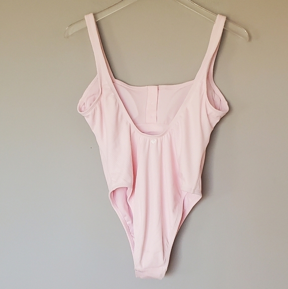 Pink Ribbed Women's Swimsuit - Picture 4 of 9
